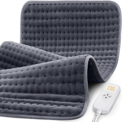 Extra Large Microplush Heating Pad for Back Neck Shoulder Pain Relief - 6 Heat Settings, Auto-Off, Gifts for Men Women