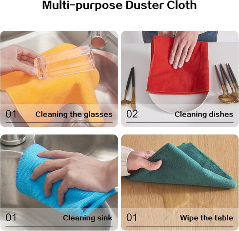 paonne Pack 8) Reusable Cleaning Towels, Microfiber Cleaning Cloth for House, Kitchen, Car, Motorbike, Windows