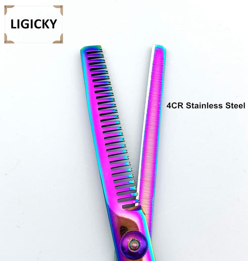 LIGICKY Professional Hair Cutting Scissors Kit, Stainless Steel Hairdressing Set, Thinning Shears for Kids