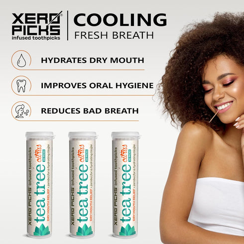 Xero Picks Tea Tree Flavored Toothpicks for Long Lasting Fresh Breath & Dry Mouth Prevention (Citrus)