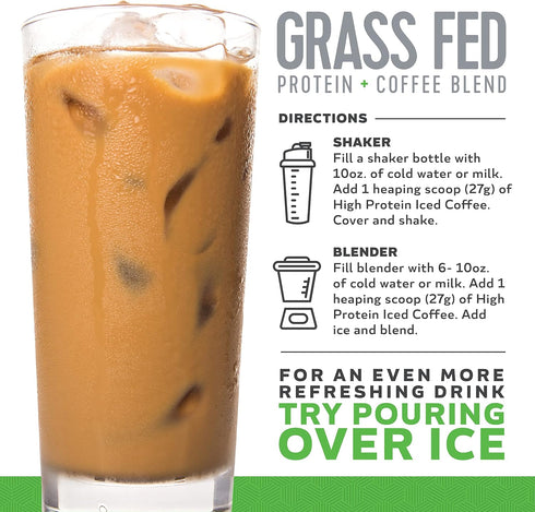 Iced Coffee - High Protein Keto Friendly with 18g Protein and 2g Carbs (18 Servings, Vanilla Latte)