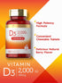 Carlyle Chewable Vitamin D3 2000 IU (50mcg) Tablets | 180 Count | Vegetarian, Non-GMO, Gluten Free, Berry Flavor