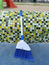 Small Broom - Indoor or Outdoor Portable Broom with Adjustable Handle for Housekeeping and Pet Nest (White&Blue)