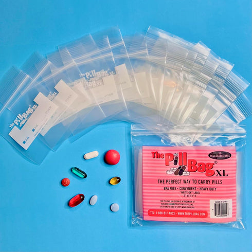Medicine Pill Organizer with AM/PM Labels - Resealable Portable Disposable Pouches for Travel, 100 Count