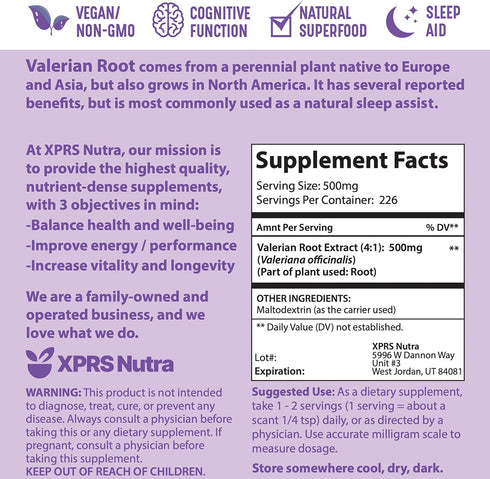 XPRS Nutra Valerian Root Extract Powder 4:1 - Premium Vegan Herbal Sleep Assist for Cognition (4 Ounce)