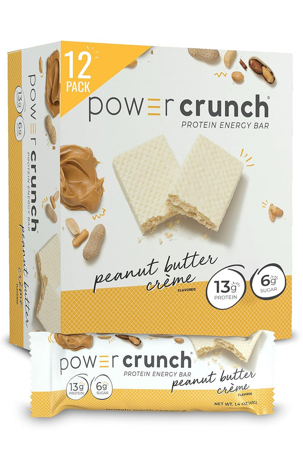 Power Crunch Protein Wafer Bars, High Protein Snacks, Peanut Butter Crème, 1.4 Ounce, 12 Count