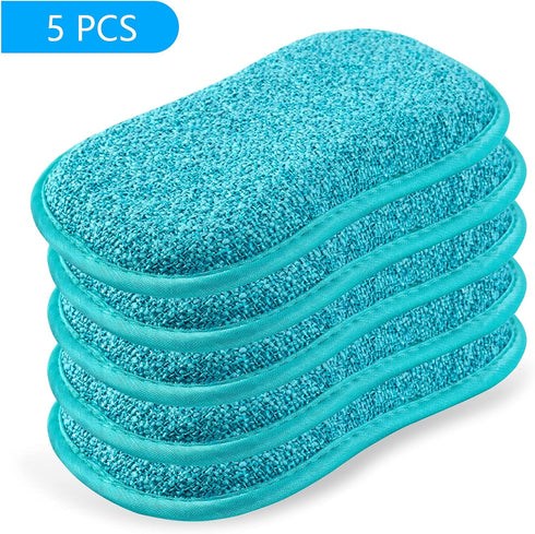 Kitchen Dish Sponge Scrubber - Non Scratch, Odor-Free, Reusable Washable Heavy Duty Pads for Dawn Dish Soap Cleaning