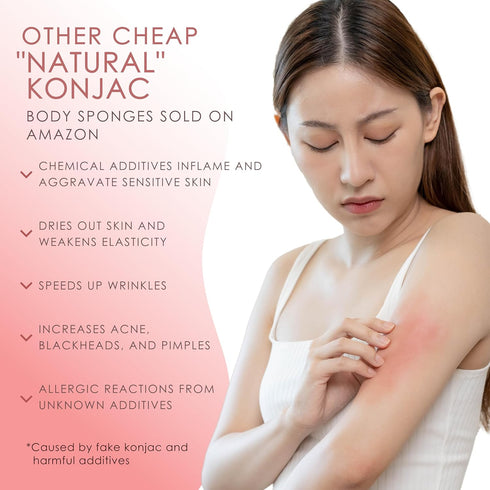 Konjac Body Sponge (2 Pack), 100% Natural & Microplastic Free, Non-Toxic, Biodegradable, Eco-Friendly Packaging