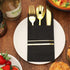 25 Set Plastic Silverware with Napkins, Wrapped Disposable Cutlery Set for Dinner Party Wedding, Black Gold