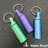 Portable Small Pill Organizer Box, Waterproof Keychain Pill Holder Metal Case with Keyring for Outdoor Camping Travel