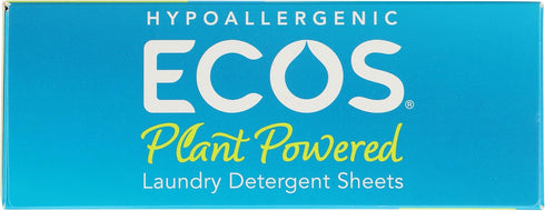 ECOS Laundry Detergent Sheets, 50 Loads, Vegan, Hypoallergenic, No Plastic Jug, Liquid Free