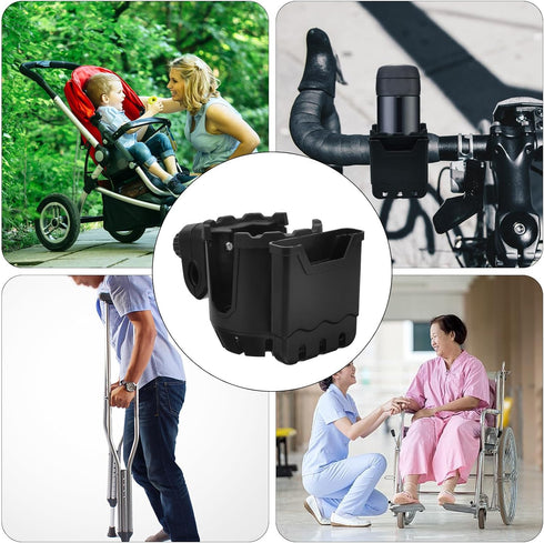 Rotatable Elderly Walker Cup Holder Compatible with Wheelchairs Strollers and Bed Rails Opening Drink Holder