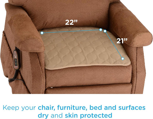 NOVA Waterproof Reusable Underpad, 22” x 21”, Brown, Super Absorbent, Washable Incontinence Seat & Surface Overlay