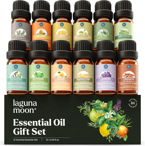 Essential Oils Set - 12 Pcs Premium Grade Oils for Diffusers, Candle Making, Soap, Natural Aromatherapy for Home
