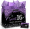 Yoirrat Sweet 16 Gift Bag with Wrapping Tissue Paper & Card Large Purple