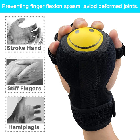 Anti-Spasticity Ball Splint & Finger Posture Corrector for Stroke Hand, Functional Hand Wrist Support Orthosis