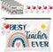 Teacher Appreciation Gifts Set, 6 PCS Makeup Bags & 6 PCS Heart-Shaped Keychains, Valentines Graduation Gifts