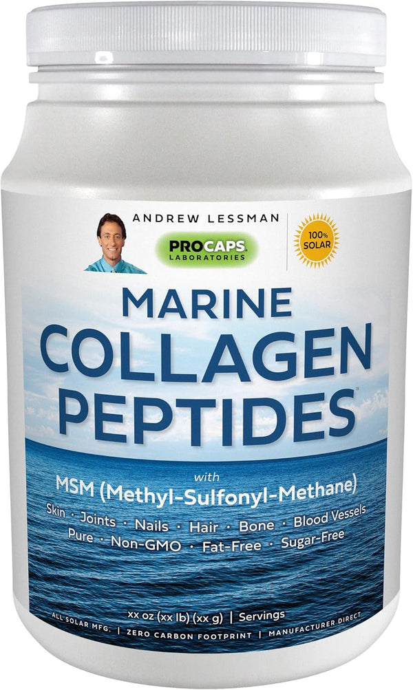 ANDREW LESSMAN Marine Collagen Peptides Powder & MSM, 60 Servings for Radiant Skin, Comfortable Joints, Non-GMO