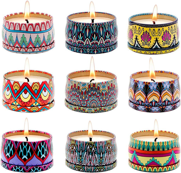 Soyyla Bohemian Scented Candle for Christmas Thanksgiving Housewarming Gift, Set of 9 2.2oz