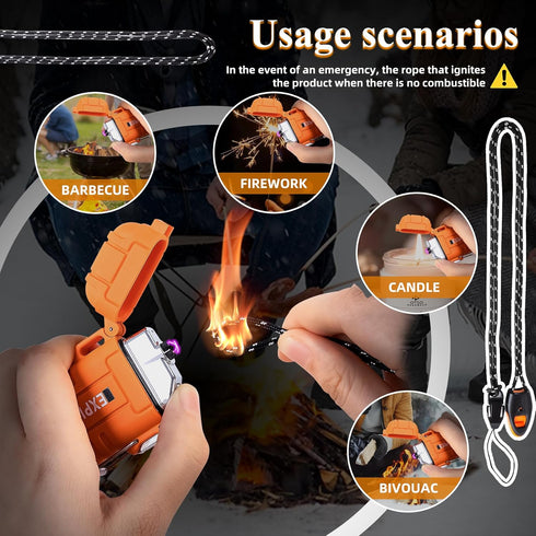 LcFun Electric Lighter - USB C Rechargeable, Windproof Waterproof Flameless Dual Arc Plasma Lighter with Lanyard