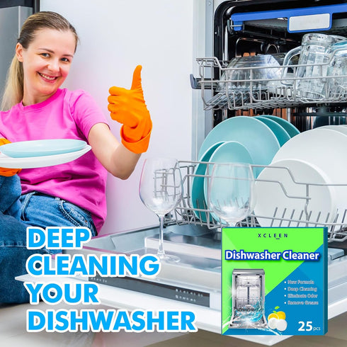 Dishwasher Cleaner and Deodorizer Tablet 25 Count, Deep Cleaning Tablet for Limescale, Mineral Buildup, and Odor