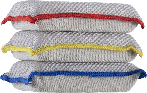 Microfiber Sponges for Dishes, Non-Scratch Heavy Duty Kitchen Sponges, Multi-Purpose Cleaning Supplies, Pack of 3