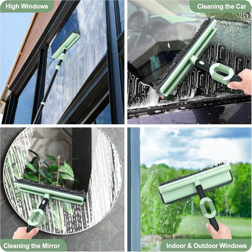 Set 2-in-1 73.6In Window Squeegee Window Cleaning Tool Pole, Window Cleaner Squeegee for Home, Squeegee for Shower