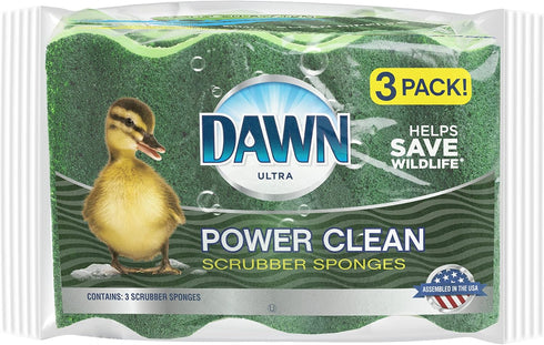 Dawn Power Clean Wedge-Shaped Scrubber Sponges, Green (Pack of 3)