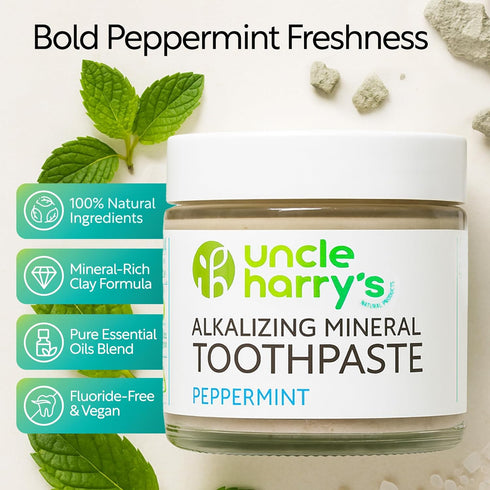Uncle Harry's Peppermint Remineralizing Toothpaste | Natural Whitening Tooth Paste Freshens Breath & Promotes Enamel |