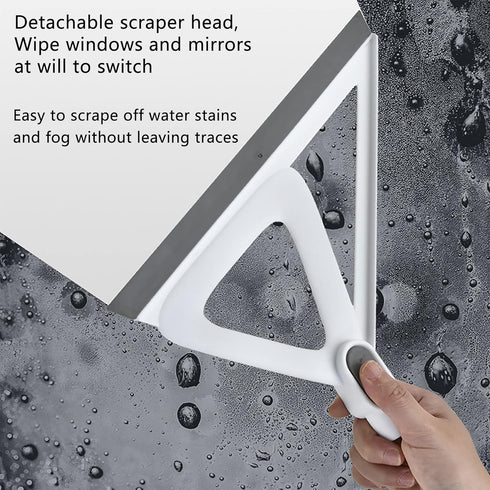 Multifunction Magic Broom - Rubber Squeegee Broom with 53" Long Handle for Floor Cleaning, Grey