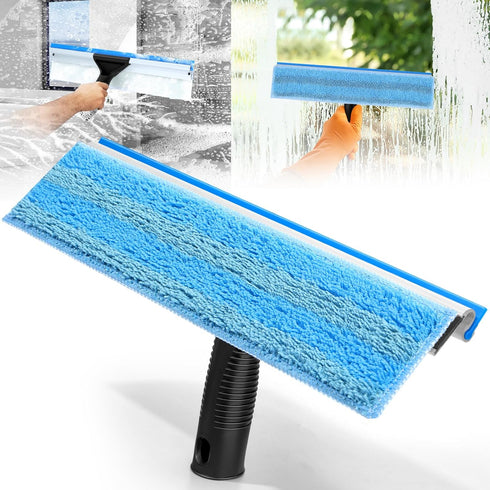 SOBONNE Window Squeegee for Home Window Cleaning Squeegee and Microfiber Window Scrubber, Glass