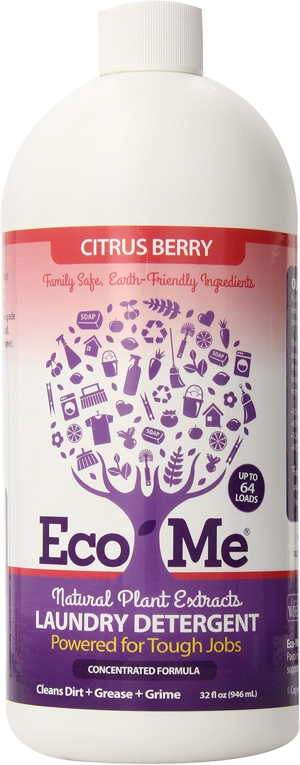 Eco-me Plant Based Concentrated Laundry Detergent, Clear Citrus Berry, 32 Fl Oz (Pack of 1)