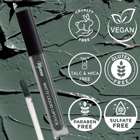 Mynena Army Green Liquid Matte Lipstick, Long-Lasting Waterproof, High Pigment Color Stain
