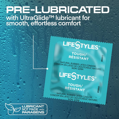Pack, 48 Count Lifestyles Tough Natural Rubber and Lubricated Latex Condoms Value
