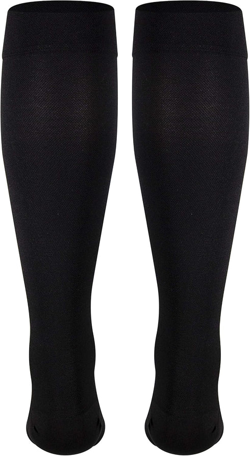 NuVein Medical Compression Stockings, 20-30 mmHg Support for Women & Men, Knee Length, Closed Toe, Large Black