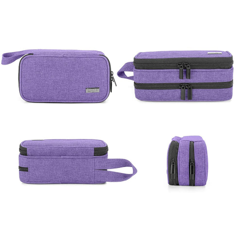 LUXJA Essential Oil Carrying Case, Holds 12 Bottles (5ml-15ml), Portable Double-Layer Organizer, Purple