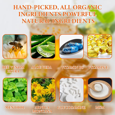 Original Natural Bee Venom Serum Joint & Muscle Cream, Fast Acting Relief for Back, Neck, Hands, Elbows, Feet, and More