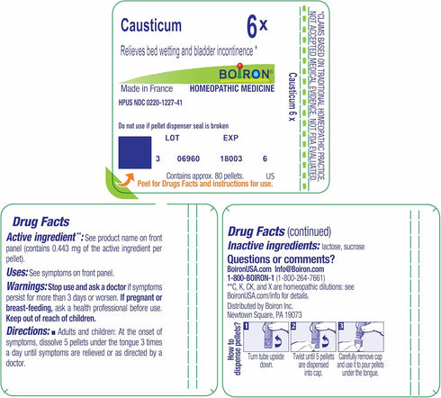Boiron Causticum 6X for Bed-Wetting & Bladder Incontinence, 80 Pellets