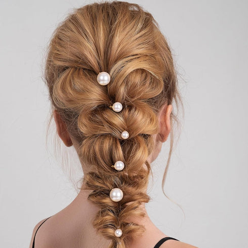 OIIKI 6PCS Pearl Hair Bobby Pins | Decorative Wedding Bobby Pins for Women and Girls in Gold