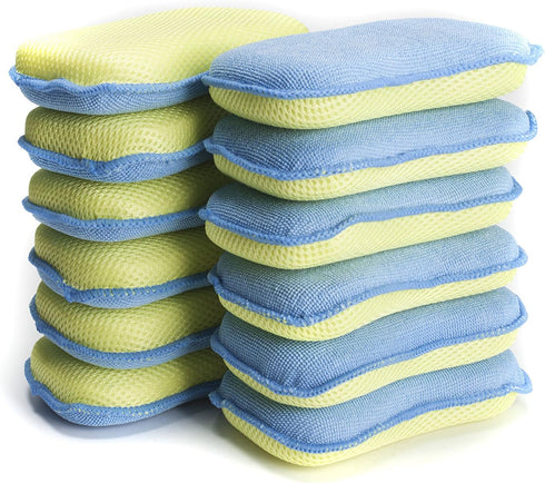 LTWHOME Dual Sided Microfiber 2 in 1 Washing Up Pad Scrubbers and Sponges (Pack of 12) by LTWHOME
