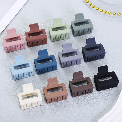 Sisiaipu 2 Inch Medium Hair Claw Clips, 12 Pcs Square Clips for Thin Hair Matte Nonslip Acrylic Accessories