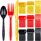 180 Pcs Heavy Duty Plastic Silverware Set, Red Black Gold Disposable Cutlery for Graduation Wedding Party Dinner