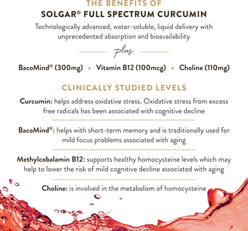 Solgar Full Spectrum Curcumin Brain Works, 90 Licaps for Memory Recall & Cognitive Function Support