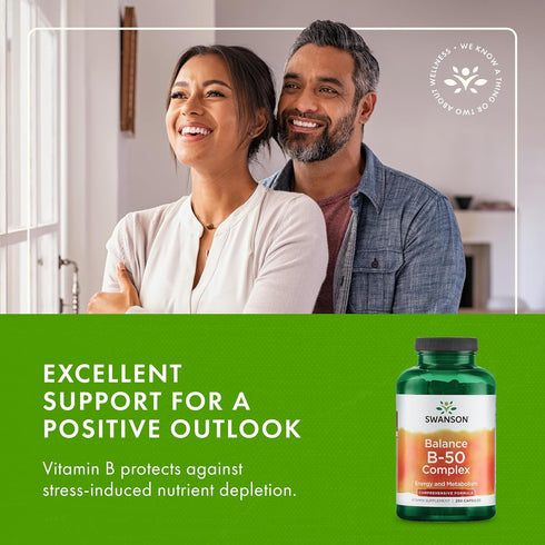 Swanson B-50 B-Complex, High Potency & Bioavailability, 250 Capsules for Immune System Support