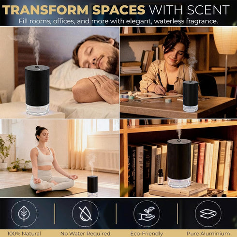 Sytem-60ml Waterless Essential Oil Car Diffuser with Color LED Voice Ambient Light,Mini and USB Cold Mist Aromatherapy