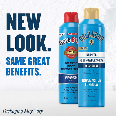 Gold Bond No Mess Talc-Free Foot Powder Spray, 7 oz., Fresh Scent with Triple Action Formula