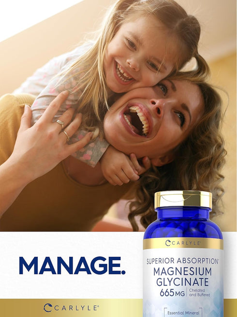 Carlyle Magnesium Glycinate, 665 mg, 250 Capsules, Non-GMO, Gluten Free Buffered Mineral Supplement