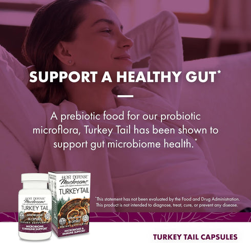 Host Defense Turkey Tail Capsules - 30 Capsules for Digestive Health & Immune Response Support Supplement*