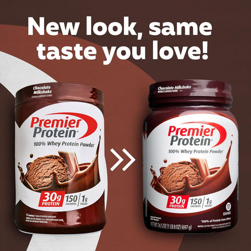 Premier Protein Powder, Chocolate Milkshake, 30g Protein, 1g Sugar, 17 Servings, Gluten Free