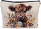 Highland Cow Gifts Makeup Bag, Western Cow Print Cosmetic Bag for Women